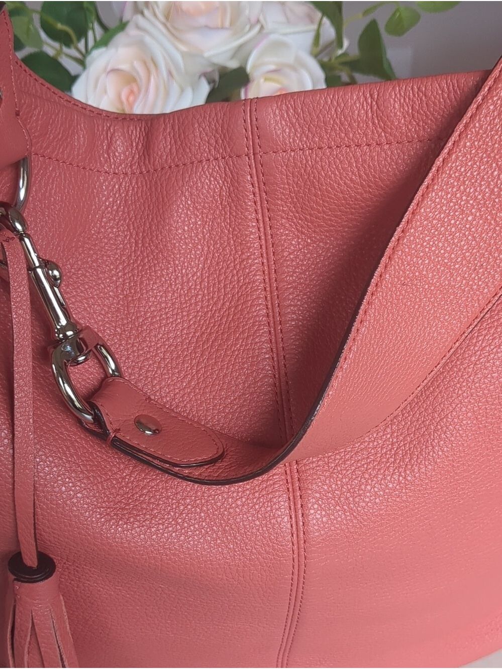 Coach Large coral Avery Leather Hobo Shoulder Bag F23309 Pebbled Leather - Picture 5 of 11